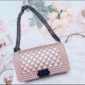 Women Fashion Metal Chain Rhombus Pattern Square Bag